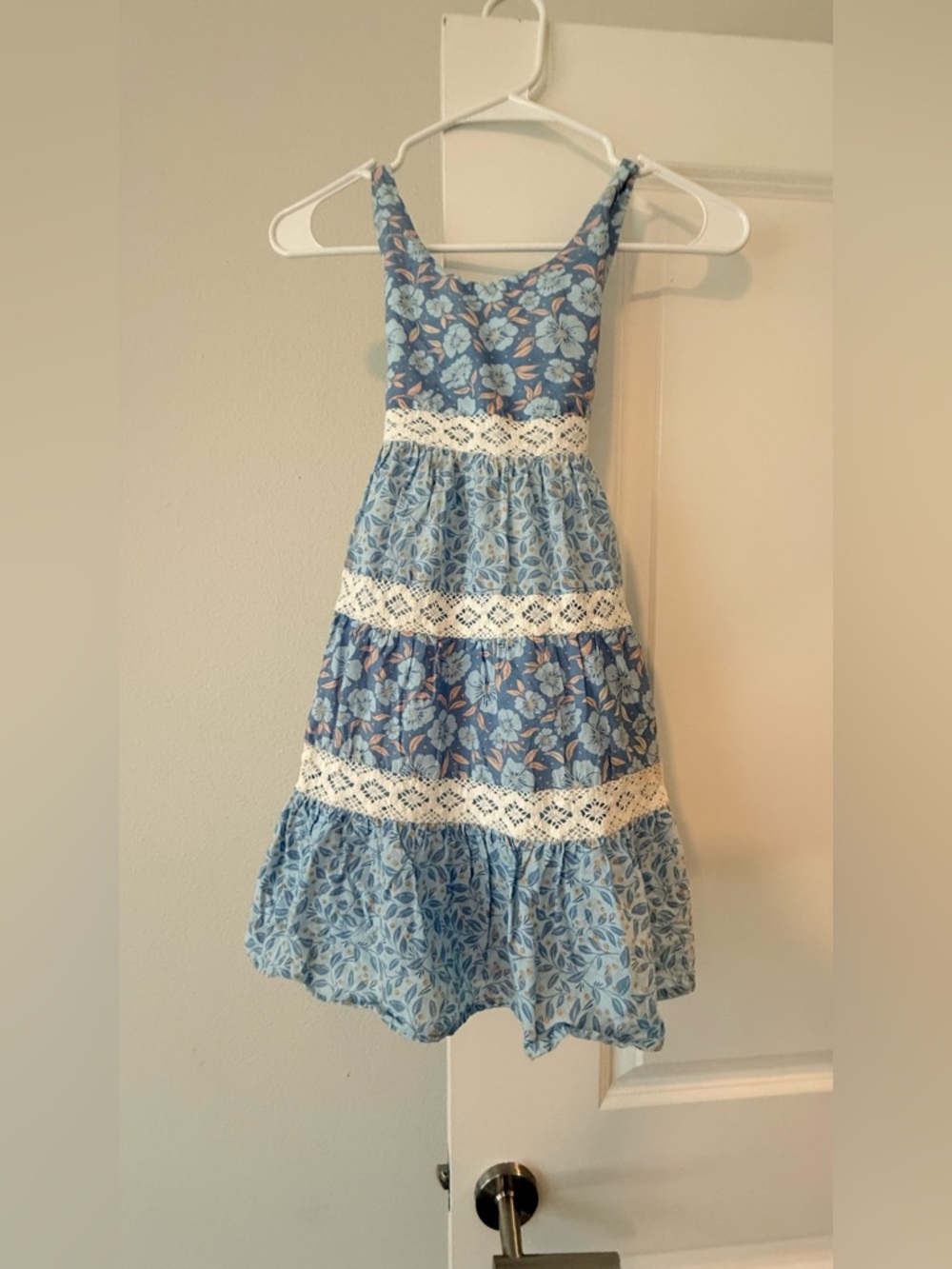 Joie Blue Floral Tiered Sundress with Lace Insets